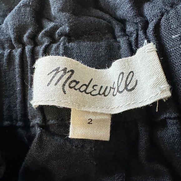 Madewell black linen blend women's size 2 paper bag waist pockets belted shorts - Picture 4 of 9